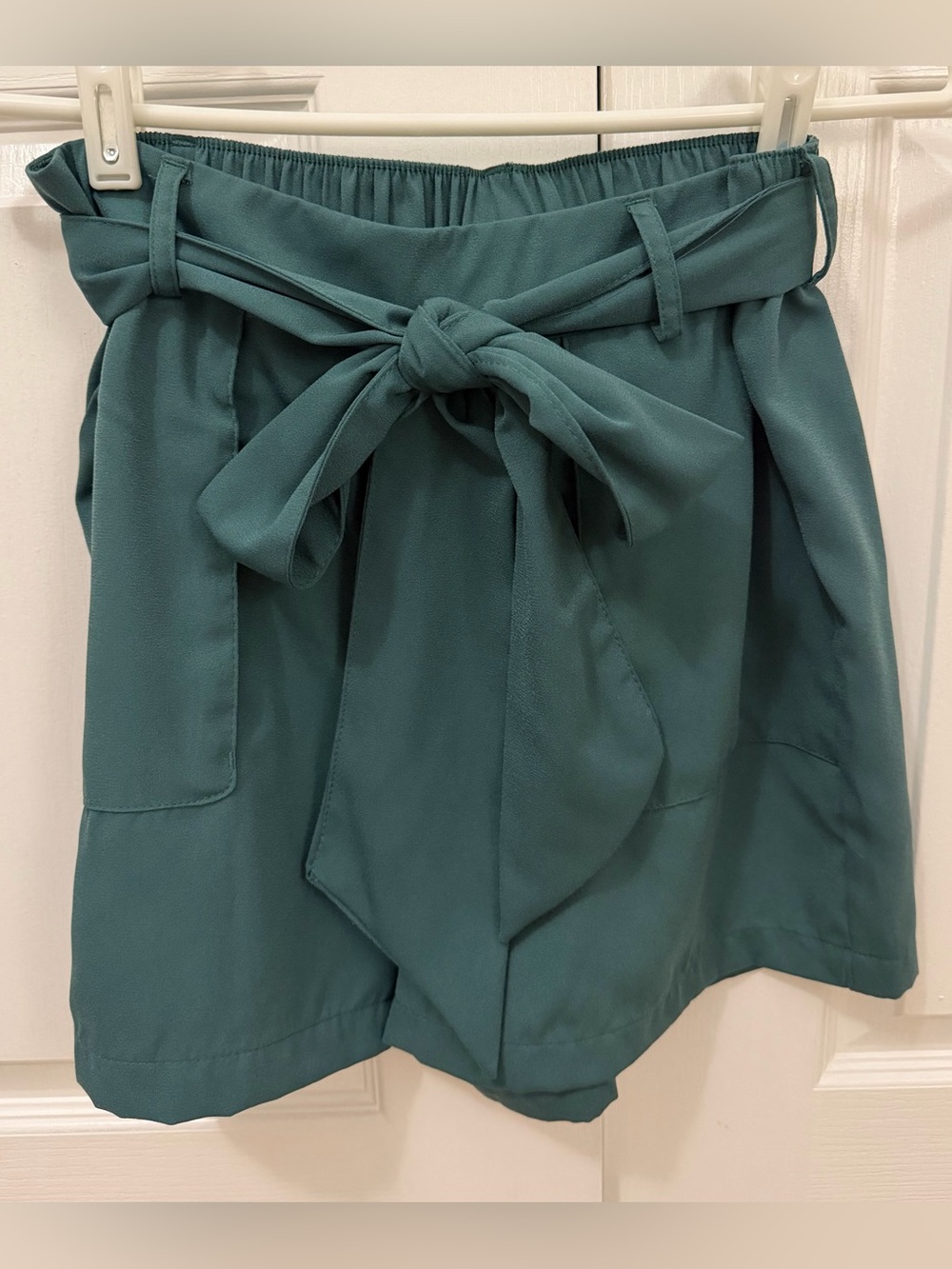 A New Day Teal Paperbag Waist Shorts with Tie Belt - Size Medium